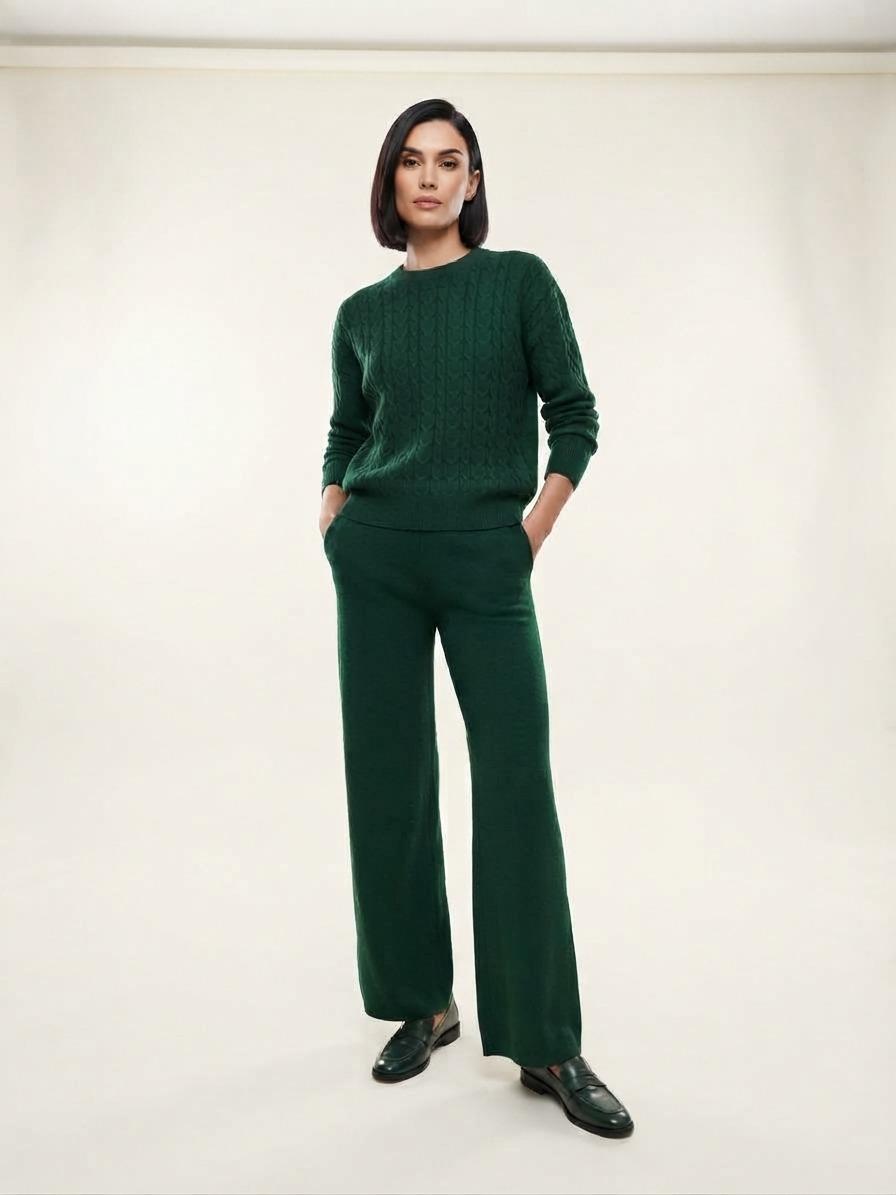 Basic Wear Club | Women's Cable Knit Two-Piece Sweater Set | One Size up  to 95K