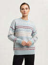 Basic Wear Club | Women's Patterned Crew Neck Knit Sweater | Winter Top