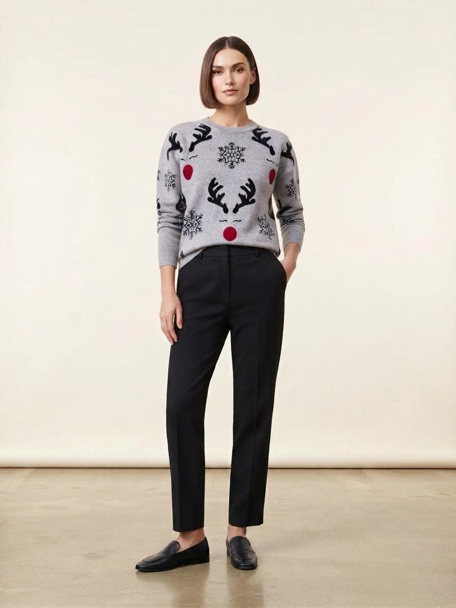 Basic Wear Club | Festive Reindeer Knit Sweater | One Size Up to 95 KG