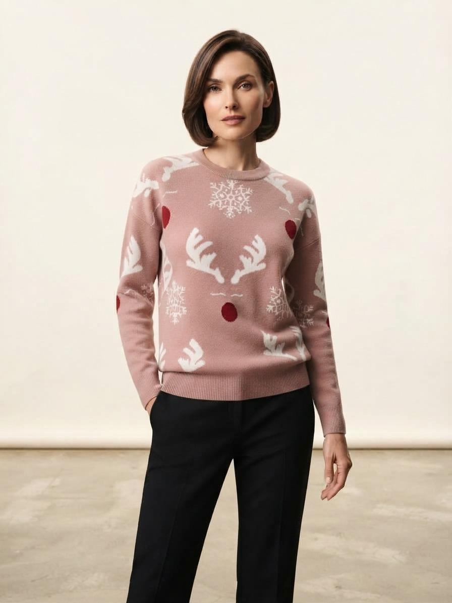 Basic Wear Club | Festive Reindeer Knit Sweater | One Size Up to 95 KG