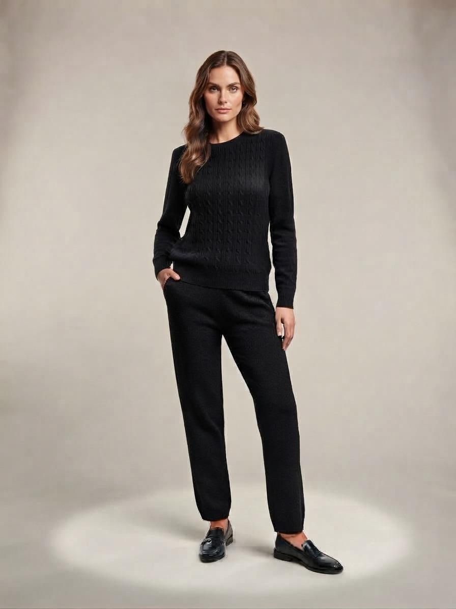 Basic Wear Club | Women's Cable Knit Two-Piece Sweater Set | One Size up  to 95K