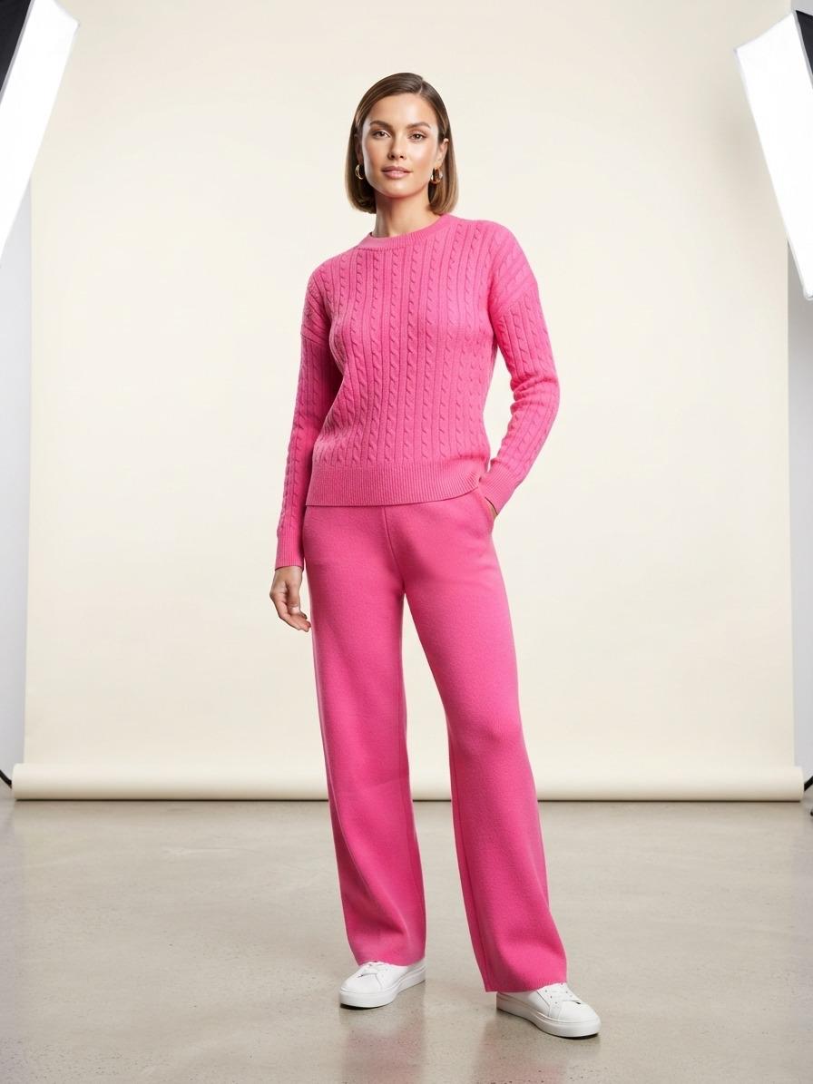 Basic Wear Club | Women's Cable Knit Two-Piece Sweater Set | One Size up  to 95K