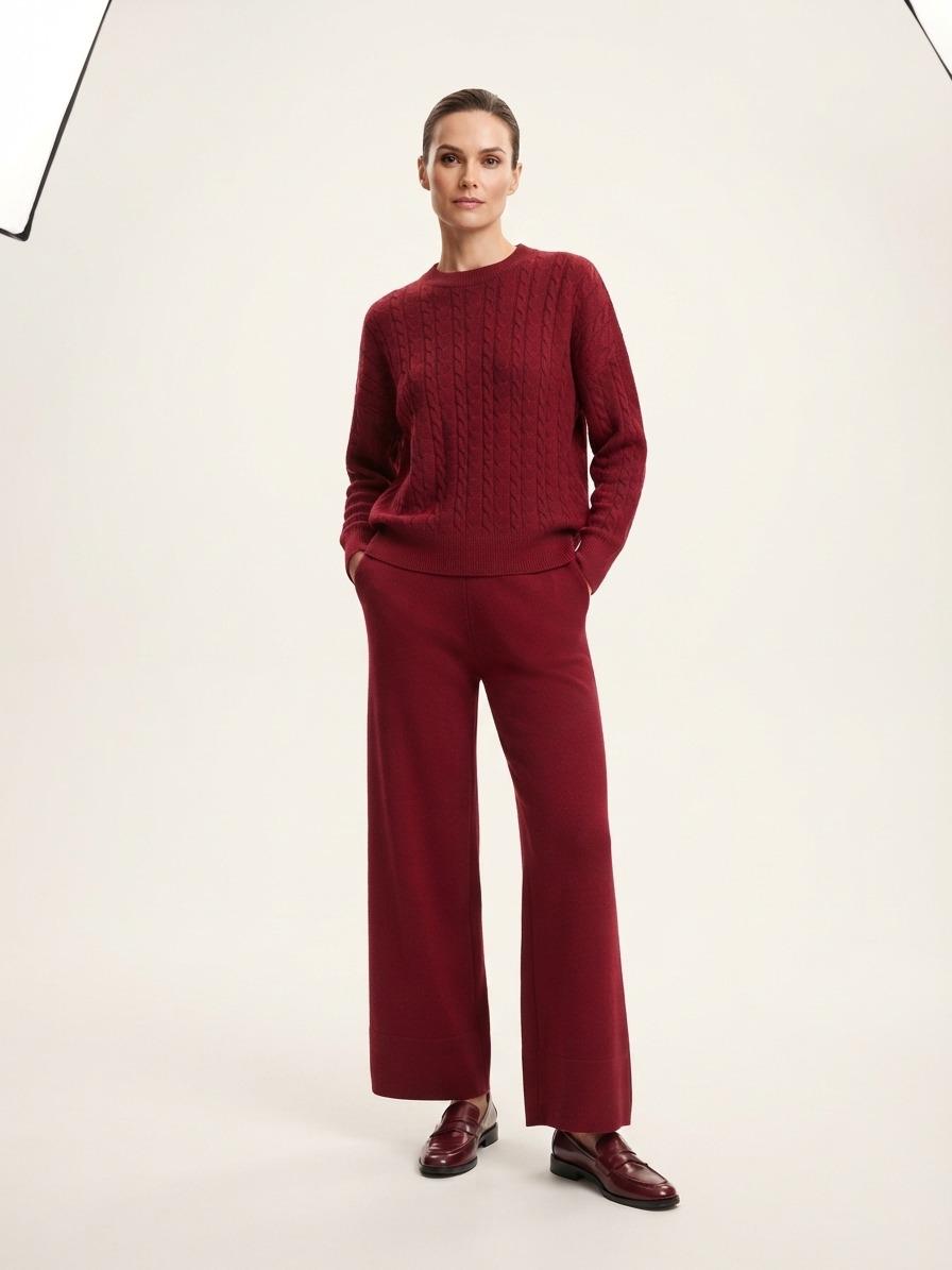 Basic Wear Club | Women's Cable Knit Two-Piece Sweater Set | One Size up  to 95K