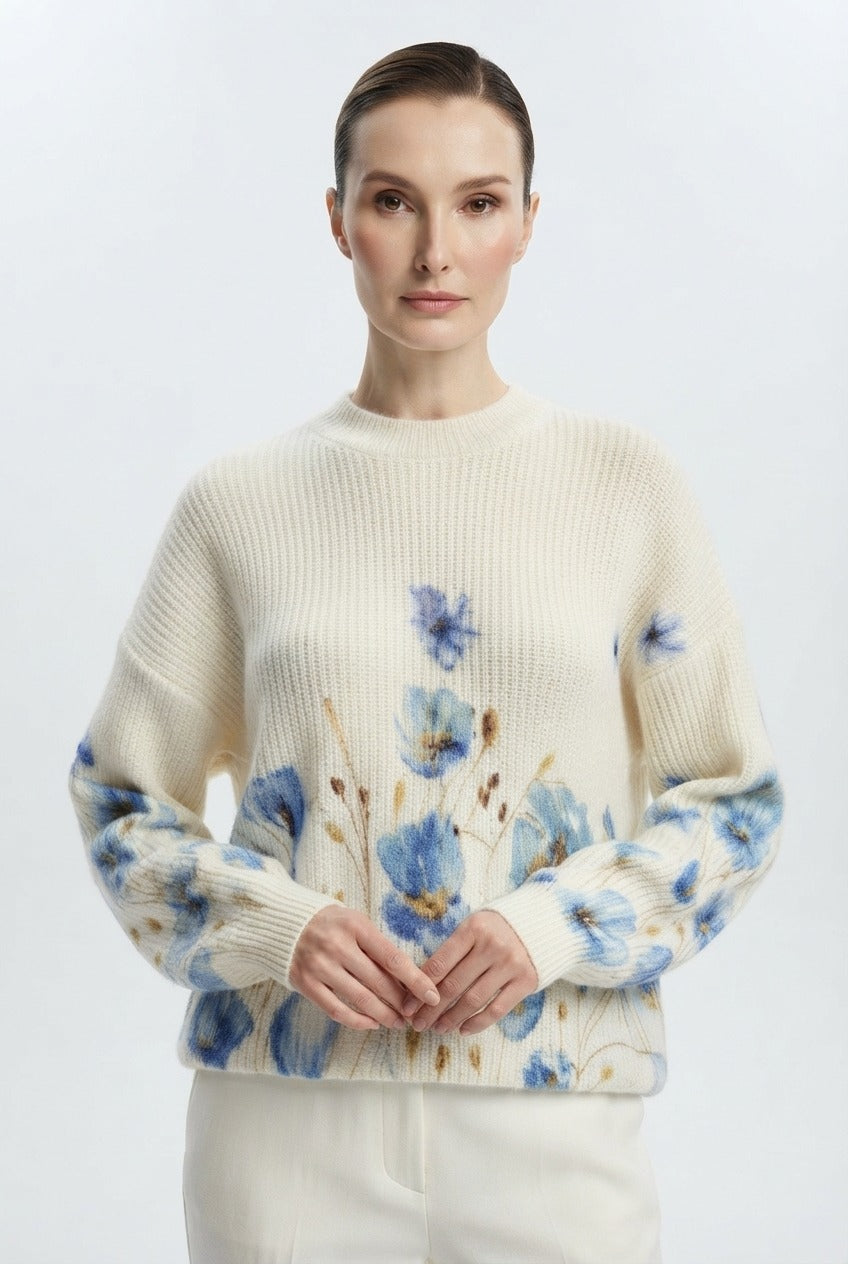 Basic Wear Club | Women's Printed Floral Knit Sweater | Winter | Up to 90K