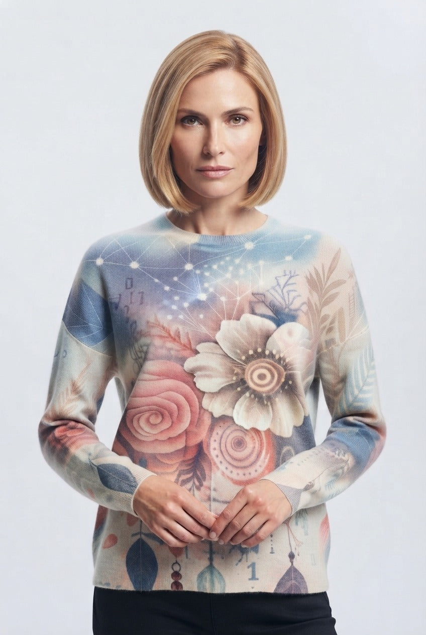 Basic Wear Club | Women's Printed Floral Knit Sweater | Winter | Up to 90K