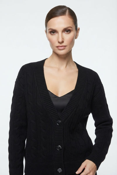Women's Cable Knit V-Neck Sweater