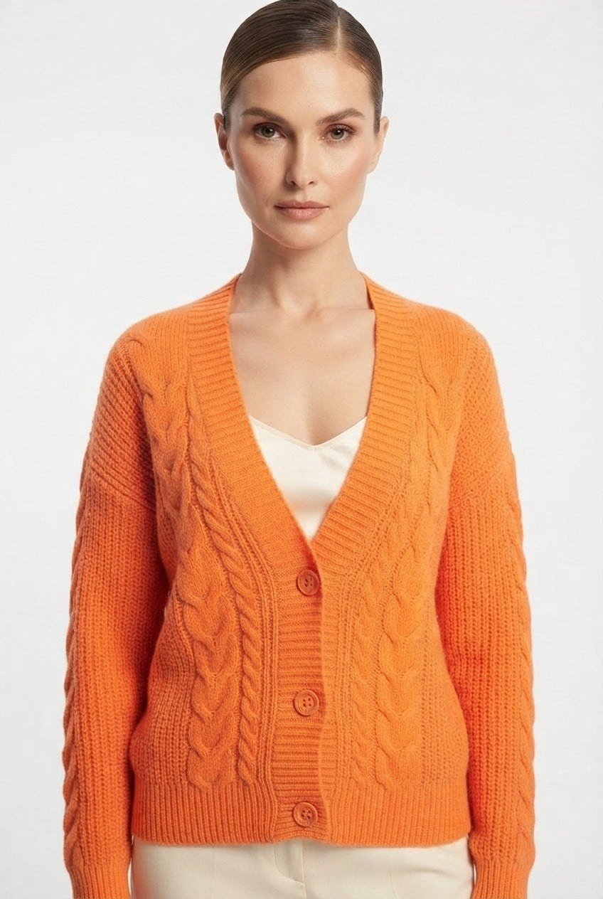 Women's Cable Knit V-Neck Sweater