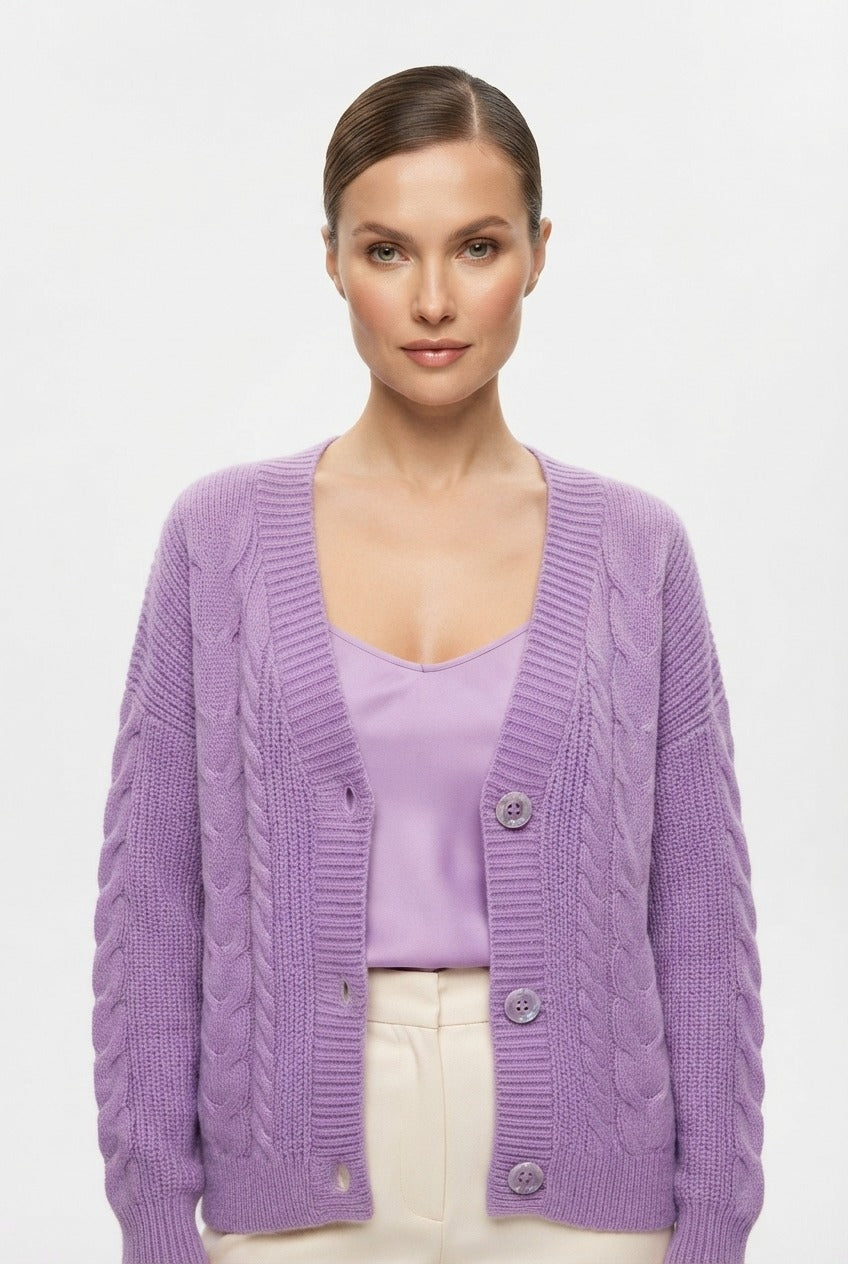 Women's Cable Knit V-Neck Sweater