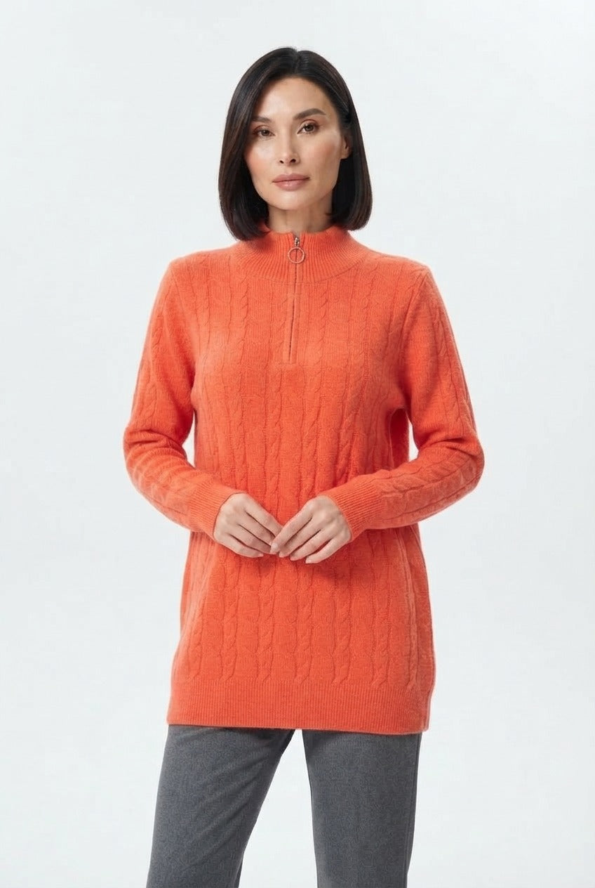 Basic Wear Club | Women's Cable Knit Half-Zip Sweater | Winter | Up to 95K