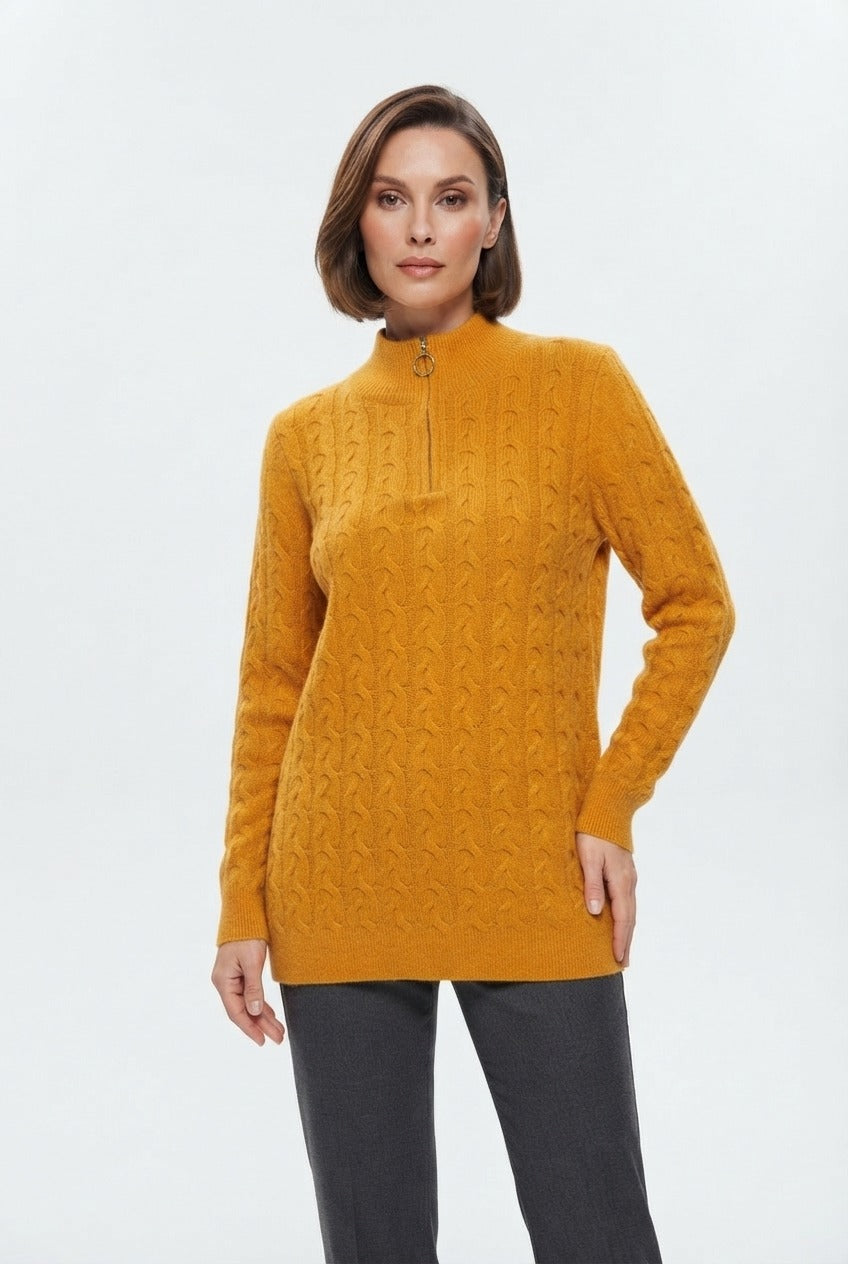 Basic Wear Club | Women's Cable Knit Half-Zip Sweater | Winter | Up to 95K