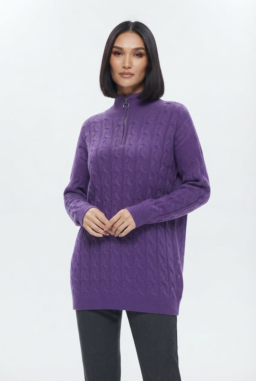 Basic Wear Club | Women's Cable Knit Half-Zip Sweater | Winter | Up to 95K
