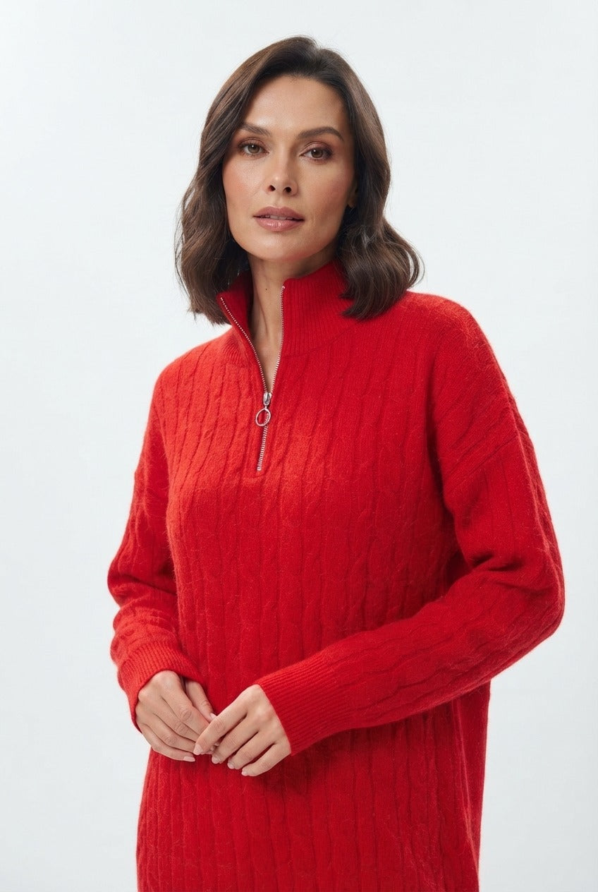 Basic Wear Club | Women's Cable Knit Half-Zip Sweater | Winter | Up to 95K