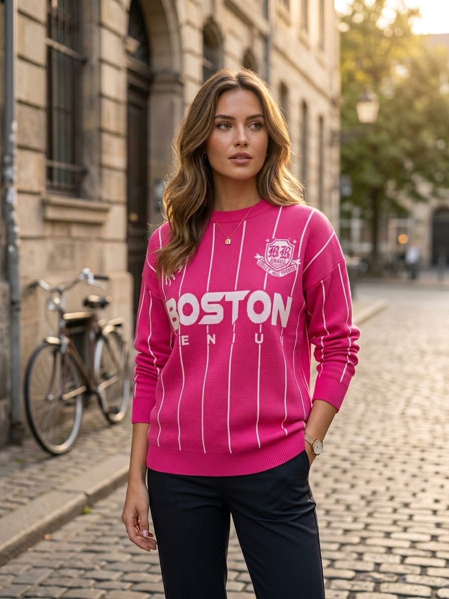 Basic Wear Club | Women's Boston Genius Graphic Knit Sweater | Winter | Up to 90K