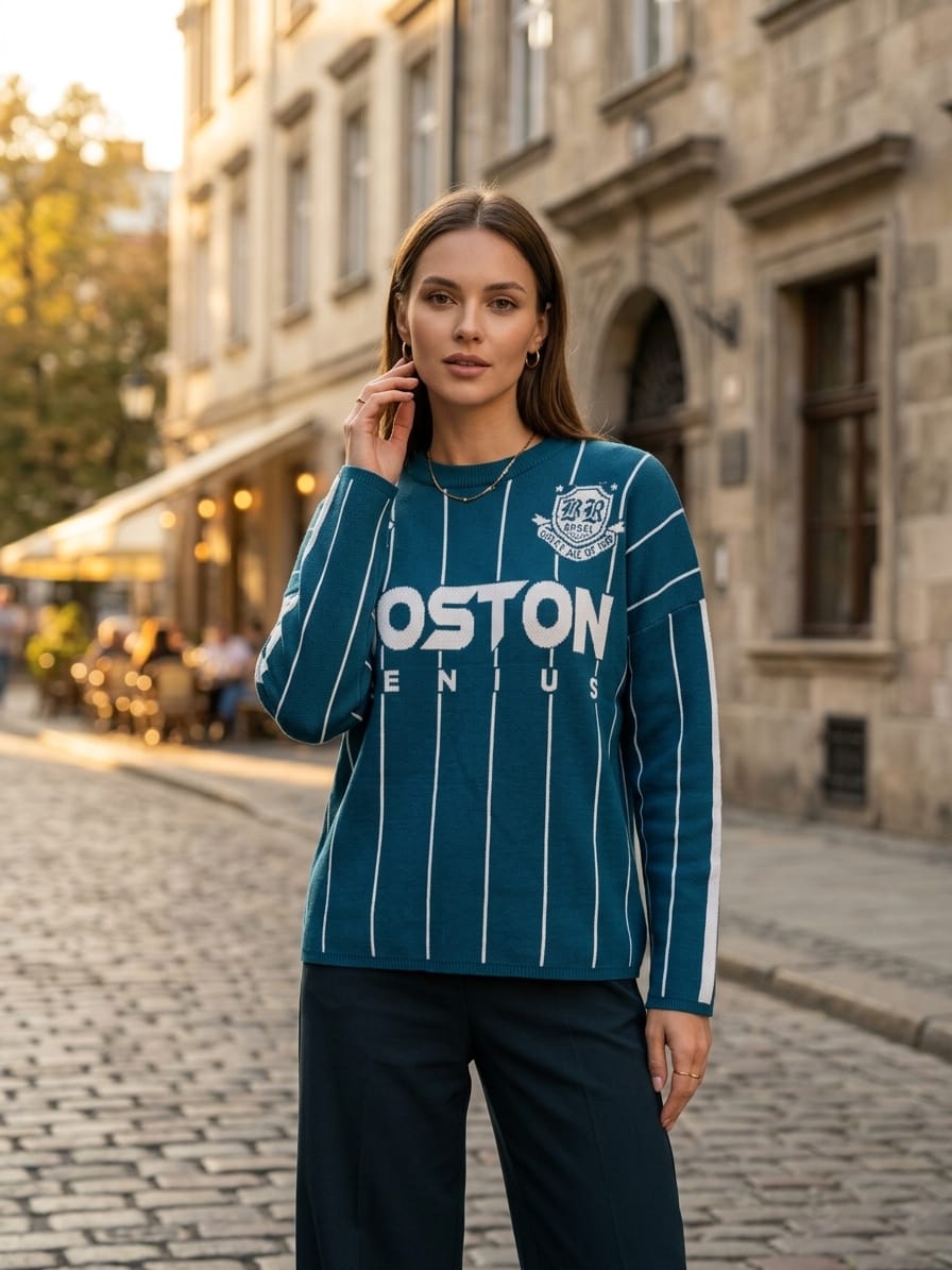 Basic Wear Club | Women's Boston Genius Graphic Knit Sweater | Winter | Up to 90K