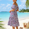 Basic Wear Club | Mini Floral Short Sleeves Rayon Cotton Dress | Summer Dress for Women