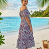 Mixed Floral Short Sleeves Maxi Dress