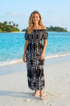 Mixed Floral Short Sleeves Maxi Dress
