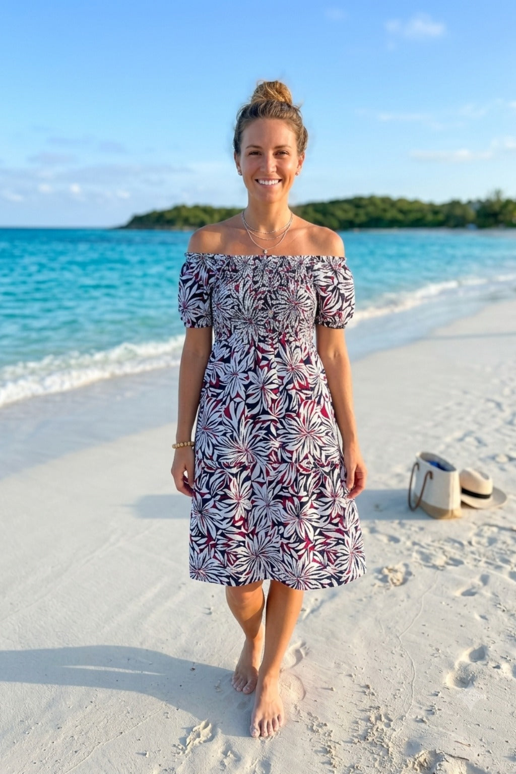 Basic Wear Club | Mini Floral Short Sleeves Rayon Cotton Dress | Summer Dress for Women