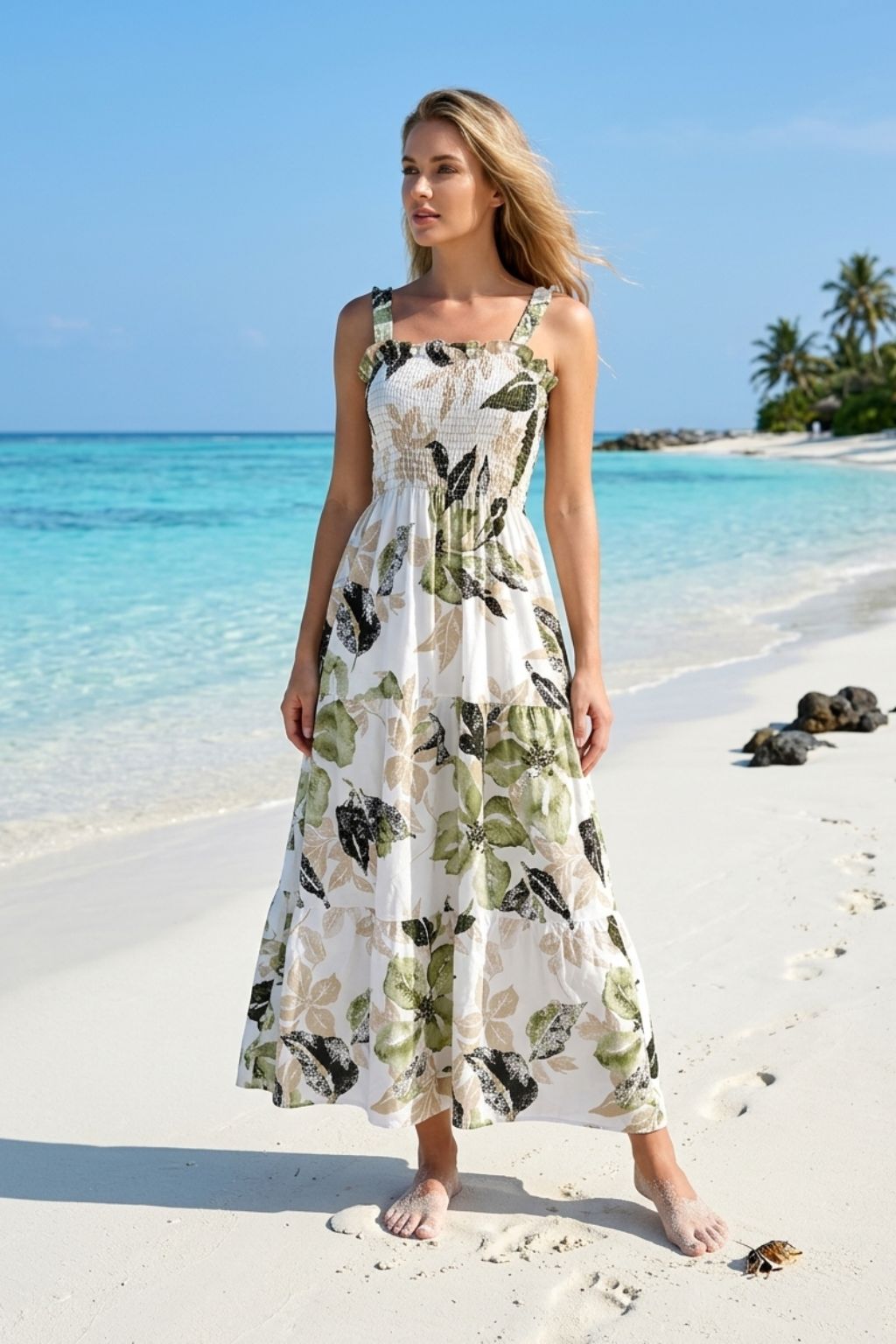 Basic Wear Club | Flory Rayon Cotton Sleeveless Maxi Dress | Summer Dress for Women