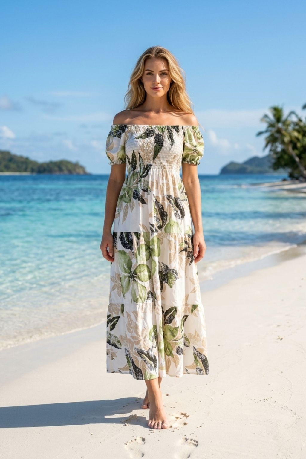 Basic Wear Club | Flory Rayon Cotton Short Sleeves Maxi Dress | Summer Dress for Women
