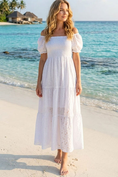 Basic Wear Club | Embroidered Cotton Maxi Dress | Summer Dress for Women