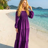 Basic Wear Club | Plain Long Sleeves Rayon Cotton Dress – Casual Summer Dress for Women