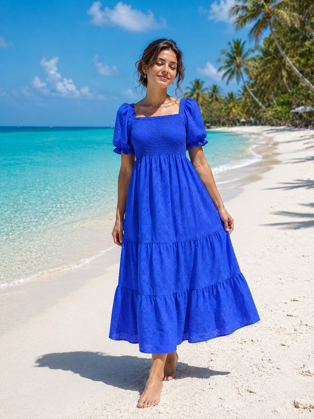 Basic Wear Club | Embroidered Cotton Maxi Dress | Summer Dress for Women