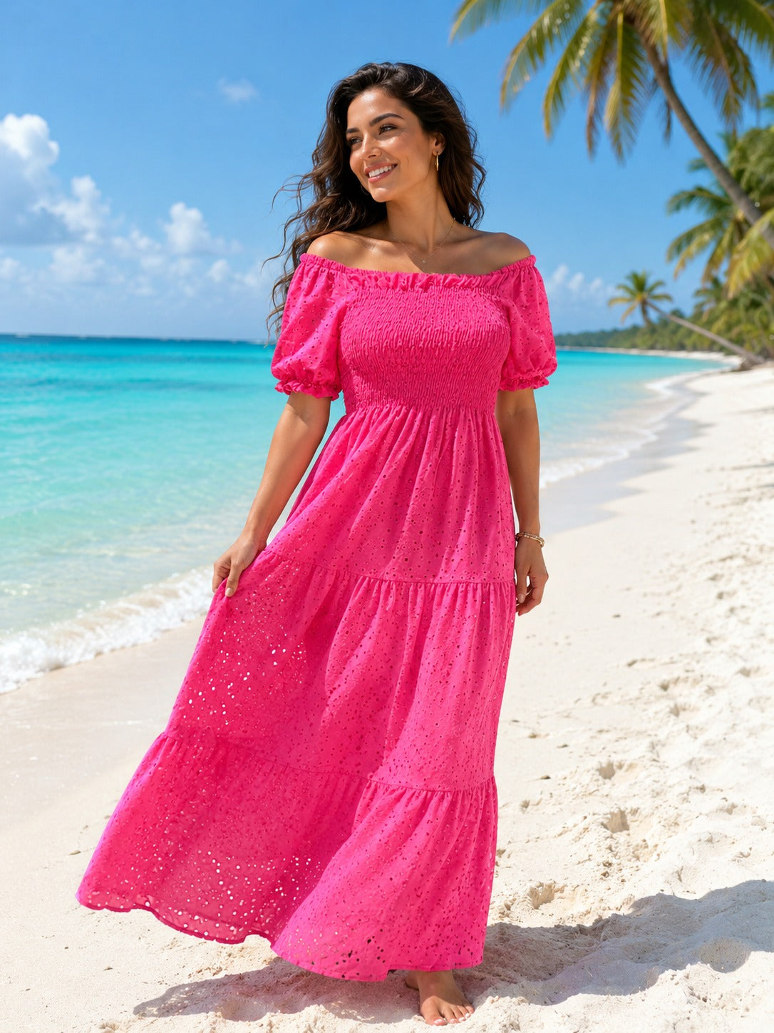 Basic Wear Club | Embroidered Cotton Maxi Dress | Summer Dress for Women