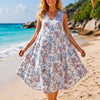 Basic Wear Club | Women's Loose Fit V-Neck Printed Sundress | One Size (Fits Up to 85 KG)