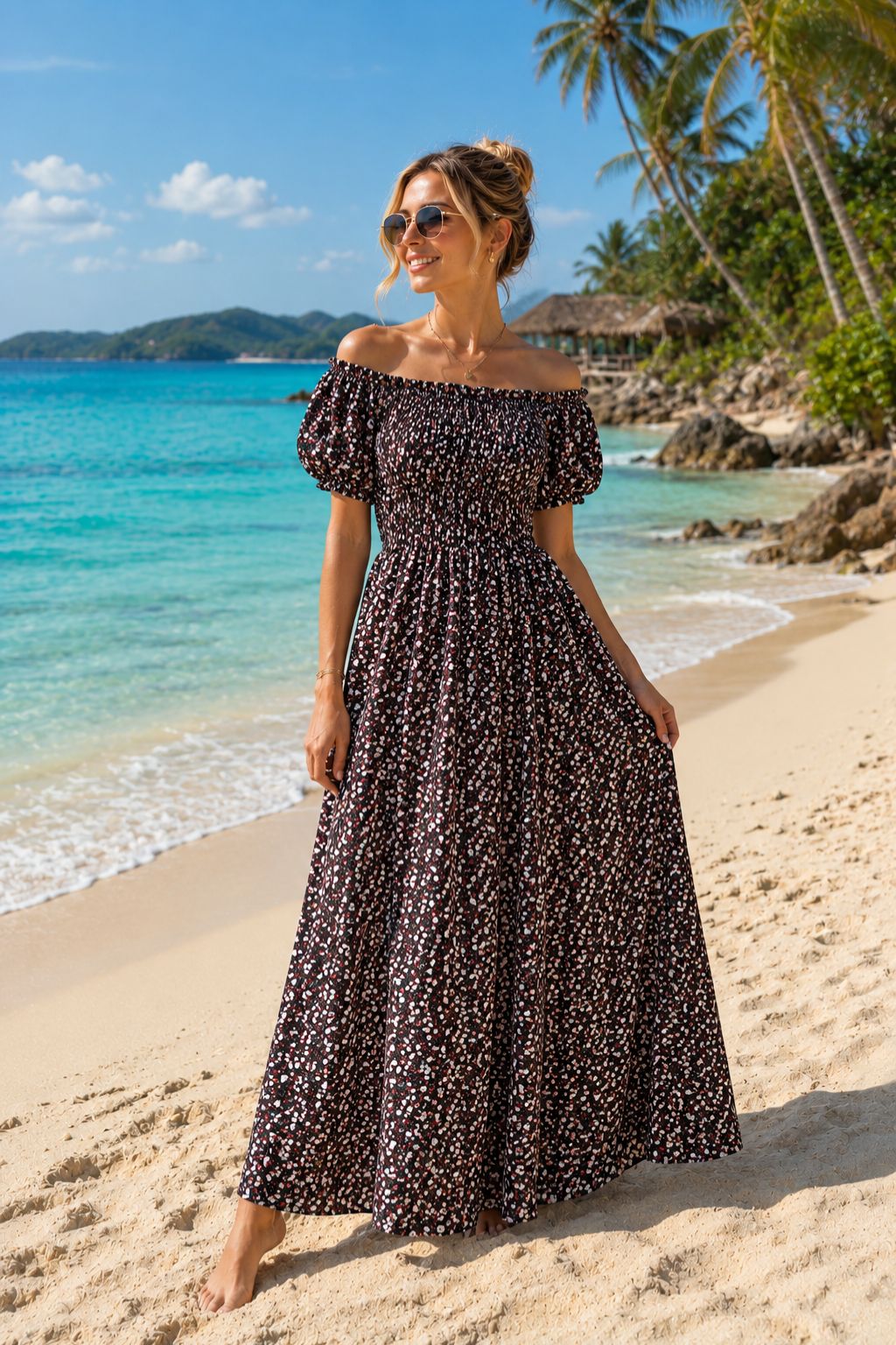 Basic Wear Club | Floral Short Sleeves Maxi Dress | Summer Dress for Women