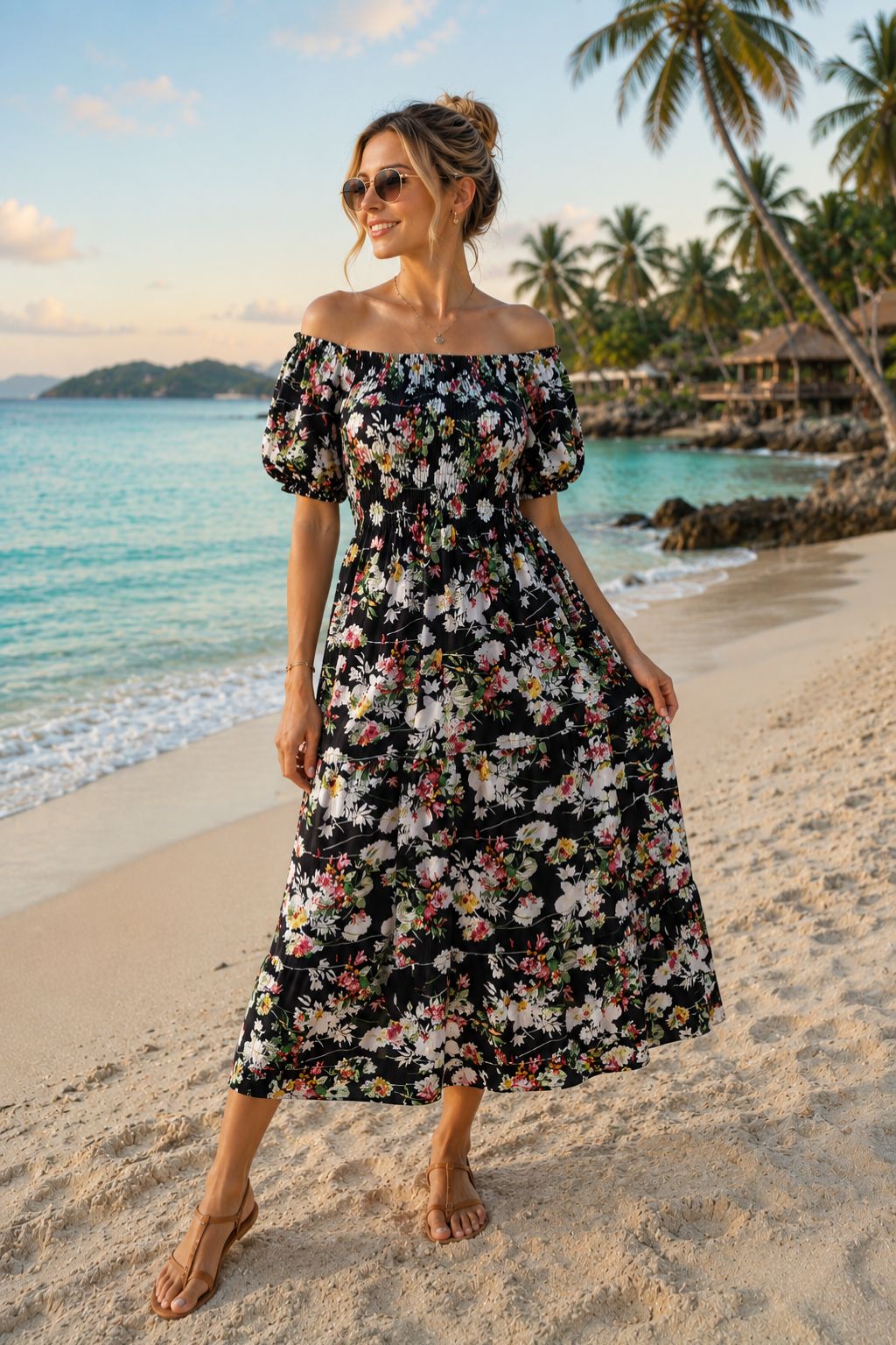 Basic Wear Club | Floral Short Sleeves Maxi Dress | Summer Dress for Women