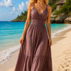 Women's Plain Tiered V-Neck Summer Maxi Dress | One Size up to 85 K | Basic Wear Club