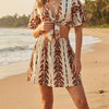 Basic Wear Club | Women's Printed Rayon Cotton Tie-Front Shorts Set | One Size (Fits Up to 85 KG)