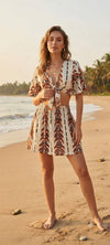 Basic Wear Club | Women's Printed Rayon Cotton Tie-Front Shorts Set | One Size (Fits Up to 85 KG)