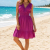Basic Wear Club | Women's Plain Back-Tie V-Neck Summer Midi Dress | One Size UP to 85K