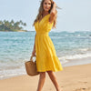 Basic Wear Club | Women's Plain Back-Tie V-Neck Summer Midi Dress | One Size UP to 85K