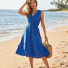 Basic Wear Club | Women's Plain Back-Tie V-Neck Summer Midi Dress | One Size UP to 85K