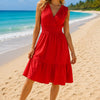 Basic Wear Club | Women's Plain Back-Tie V-Neck Summer Midi Dress | One Size UP to 85K