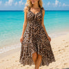 Basic Wear Club | Women's Ruffle Strap Smocked Waist V-Neck High-Low Summer Dress | One Size (Fits Up to 95KG)