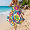 Daisy Print V-Neck Sleeveless Cover up Dress