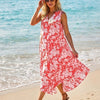 Daisy Print V-Neck Sleeveless Cover up Dress