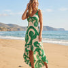 Basic Wear Club | Women's Ruffle Strap Smocked Waist V-Neck High-Low Summer Dress | One Size (Fits Up to 95KG)