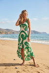 Basic Wear Club | Women's Ruffle Strap Smocked Waist V-Neck High-Low Summer Dress | One Size (Fits Up to 95KG)