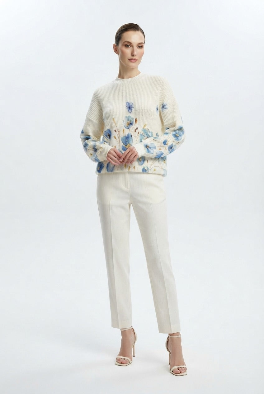 Basic Wear Club | Women's Printed Floral Knit Sweater | Winter | Up to 90K
