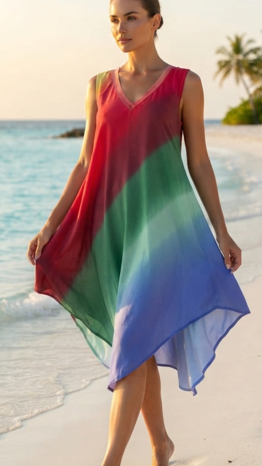 Women's Loose Fit Gradient V-Neck Sundress