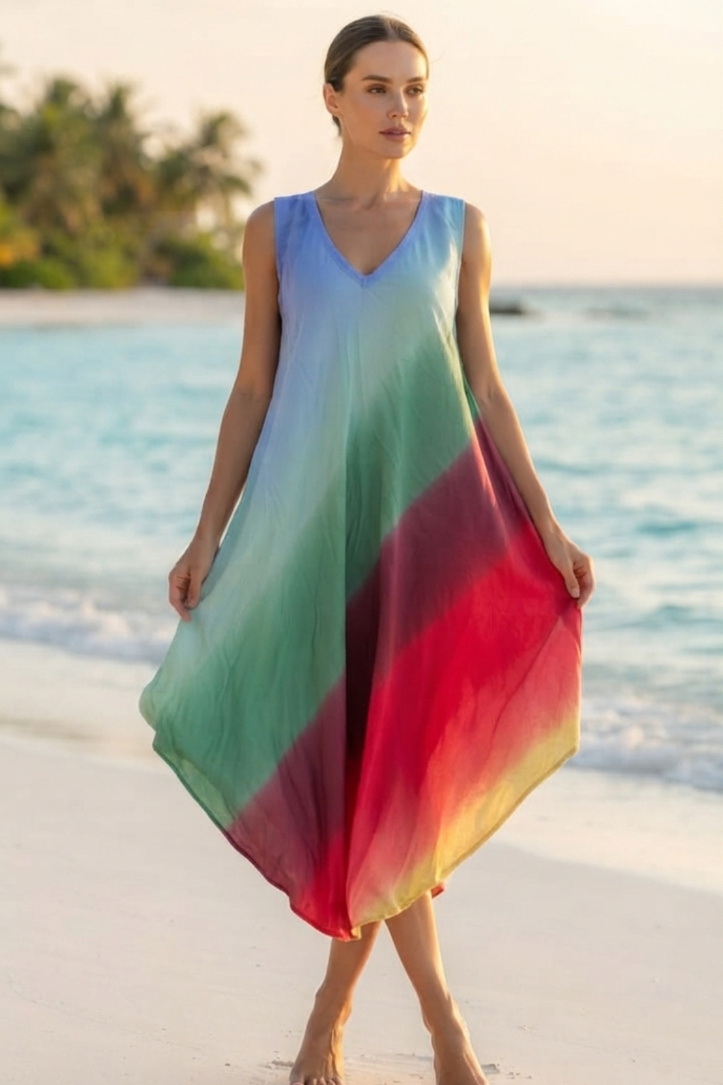 Women's Loose Fit Gradient V-Neck Sundress