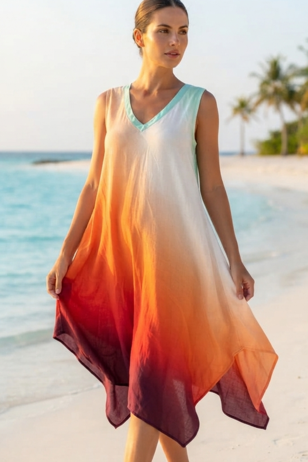 Women's Loose Fit Gradient V-Neck Sundress