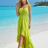 Women's Ruffle Trim Plain High-Low dress