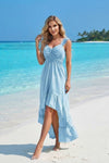 Women's Ruffle Trim Plain High-Low dress