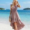 Women's Ruffle Trim Plain High-Low dress
